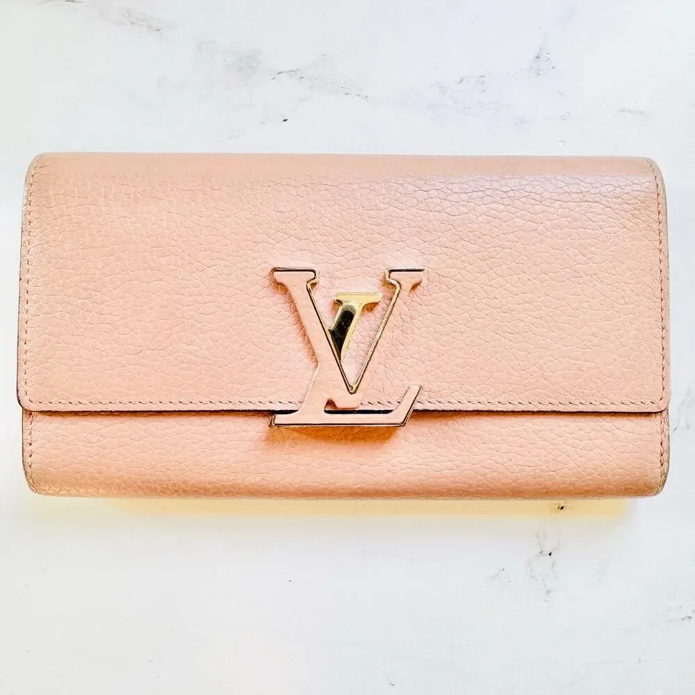 Louis Vuitton Taurillon Rose Ballerine Pink Capucines Wallet